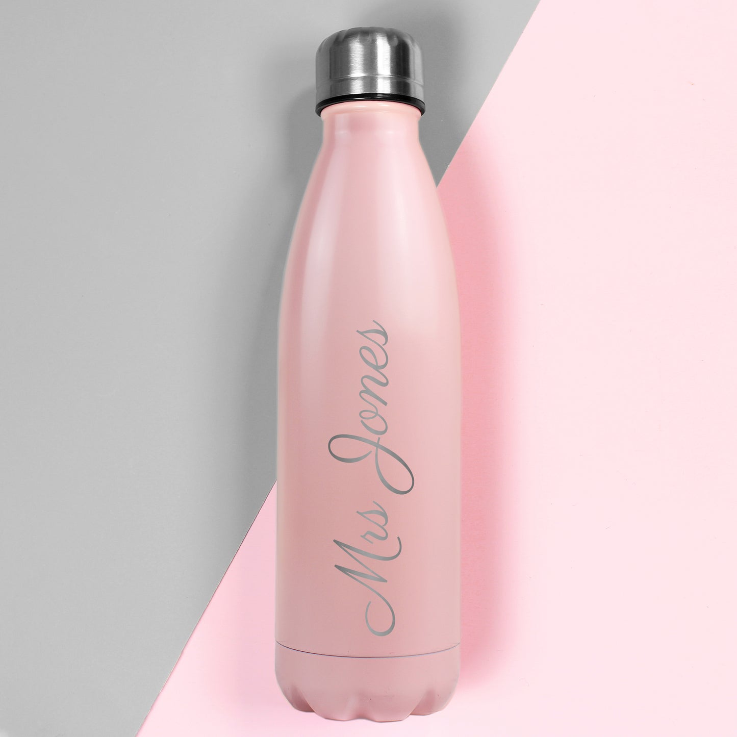Personalised Pink Metal Insulated Drinks Bottle - MK&JD Gifts