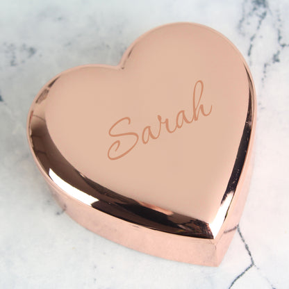 Personalised Name Only Rose Gold Heart Trinket Box - MK&JD Gifts