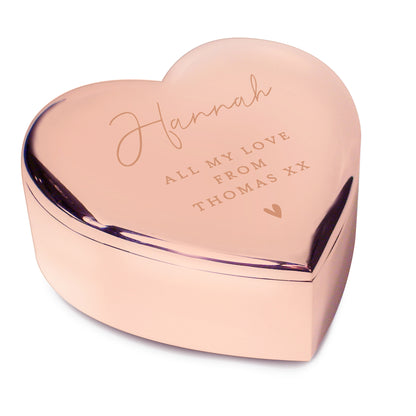 Personalised Free Text Rose Gold Heart Trinket Box - MK&JD Gifts