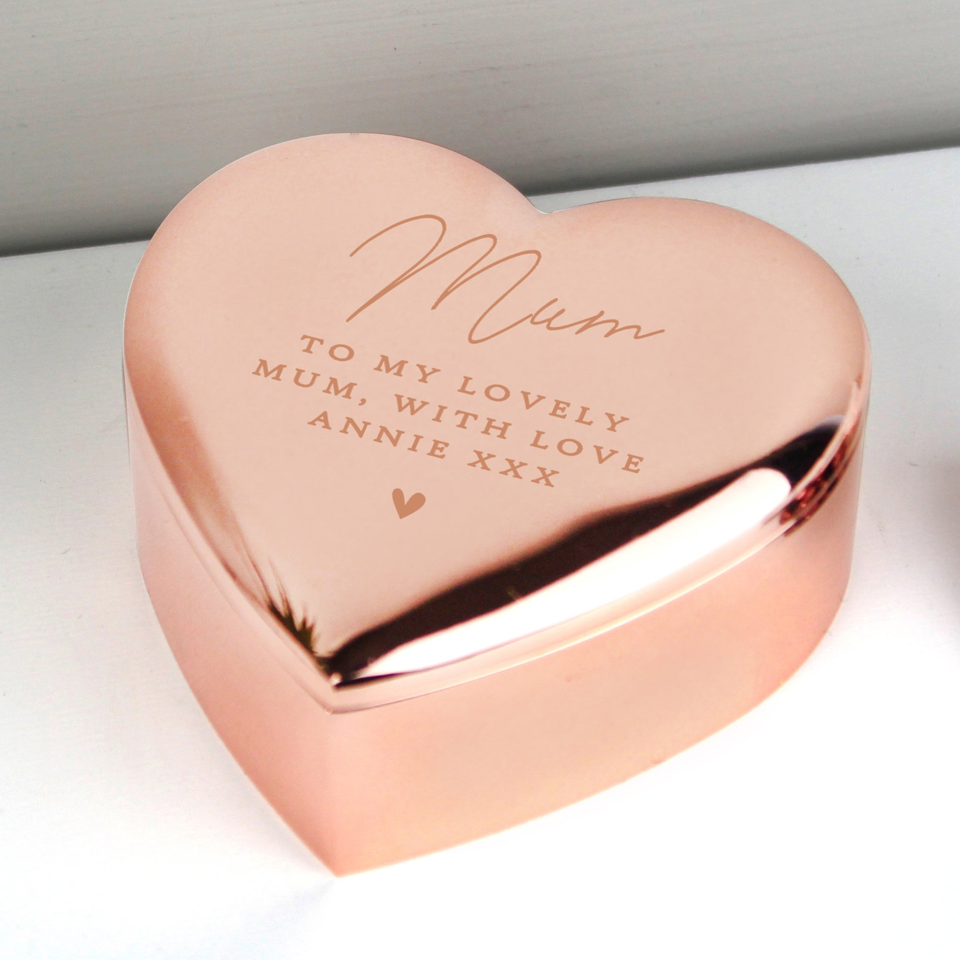 Personalised Free Text Rose Gold Heart Trinket Box - MK&JD Gifts