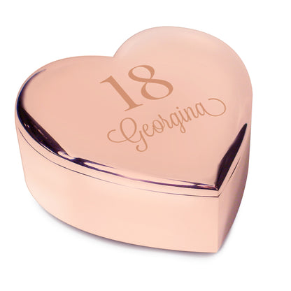 Personalised Big Age Rose Gold Heart Trinket Box - MK&JD Gifts