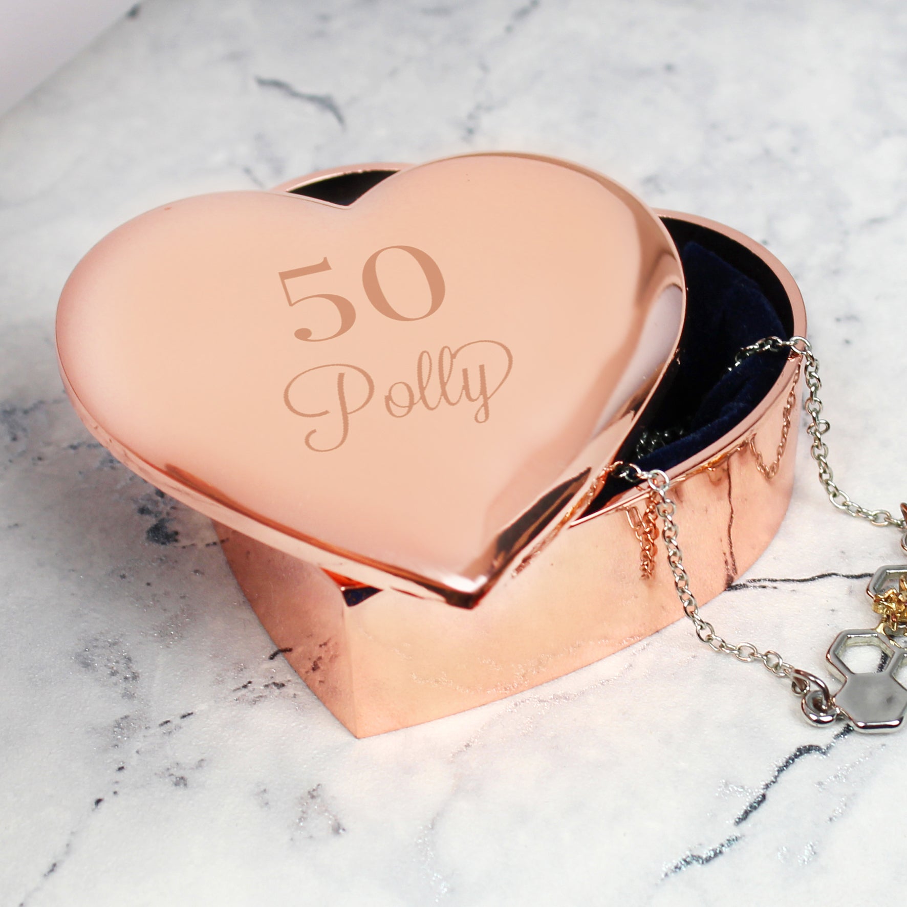 Personalised Big Age Rose Gold Heart Trinket Box - MK&JD Gifts