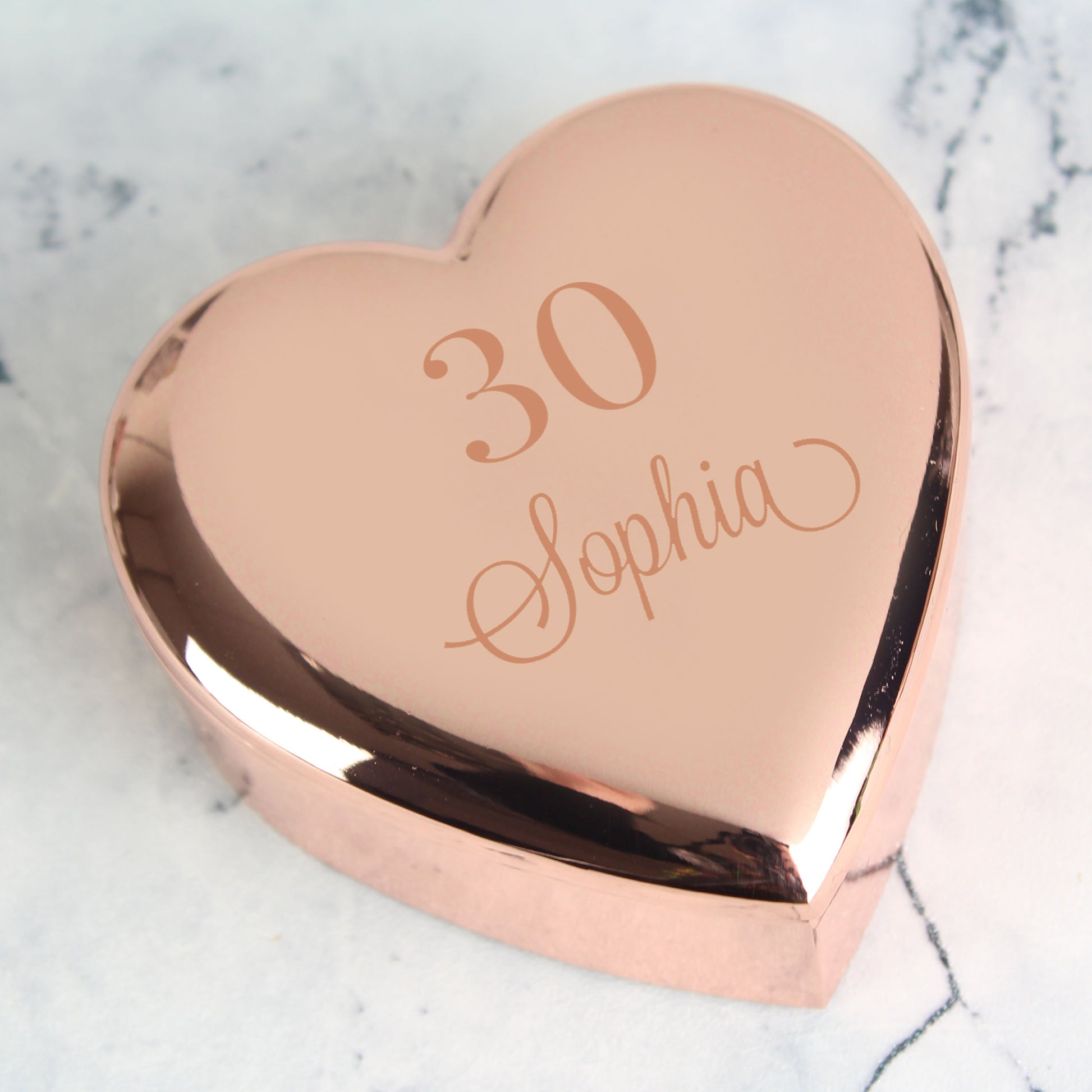 Personalised Big Age Rose Gold Heart Trinket Box - MK&JD Gifts