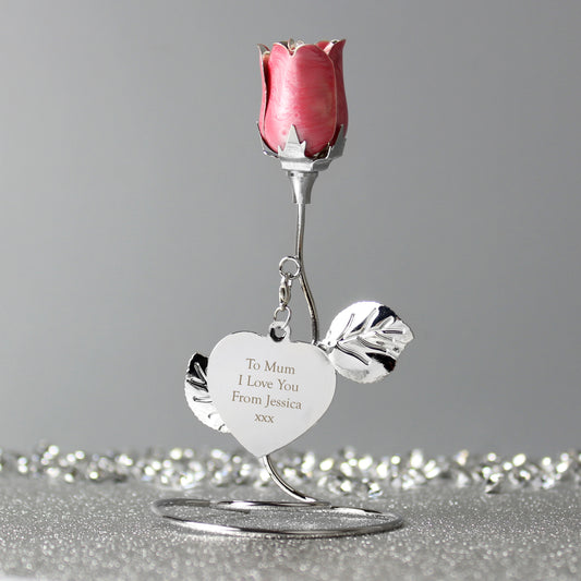 Personalised Free Text Pink Rose Bud Ornament - MK&JD Gifts