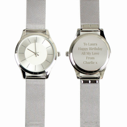 Personalised Silver with Mesh Style Strap Watch - MK&JD Gifts