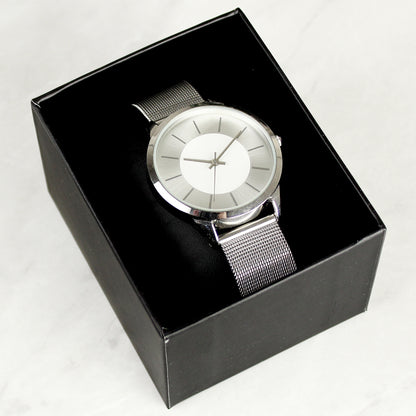 Personalised Silver with Mesh Style Strap Watch - MK&JD Gifts