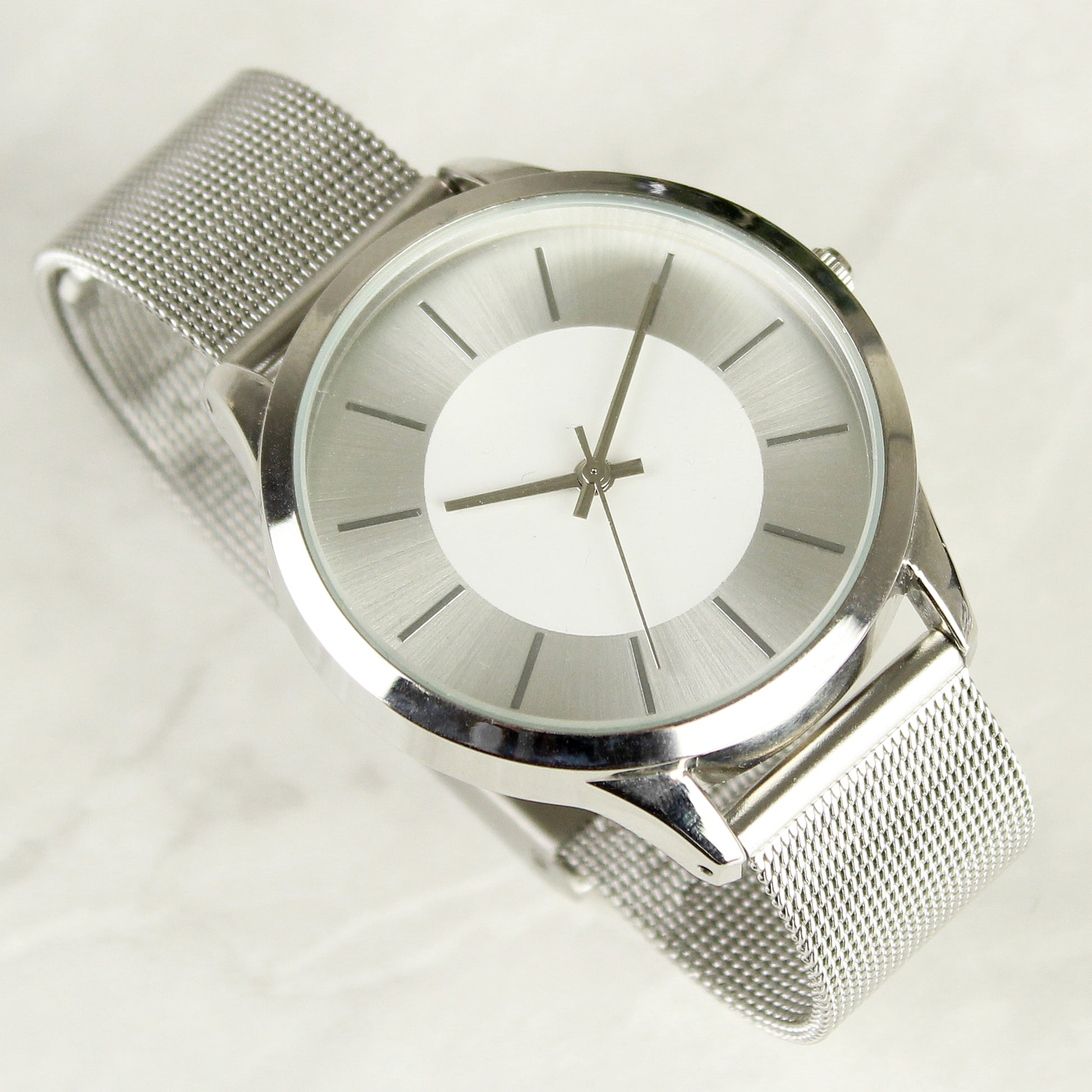 Personalised Silver with Mesh Style Strap Watch - MK&JD Gifts