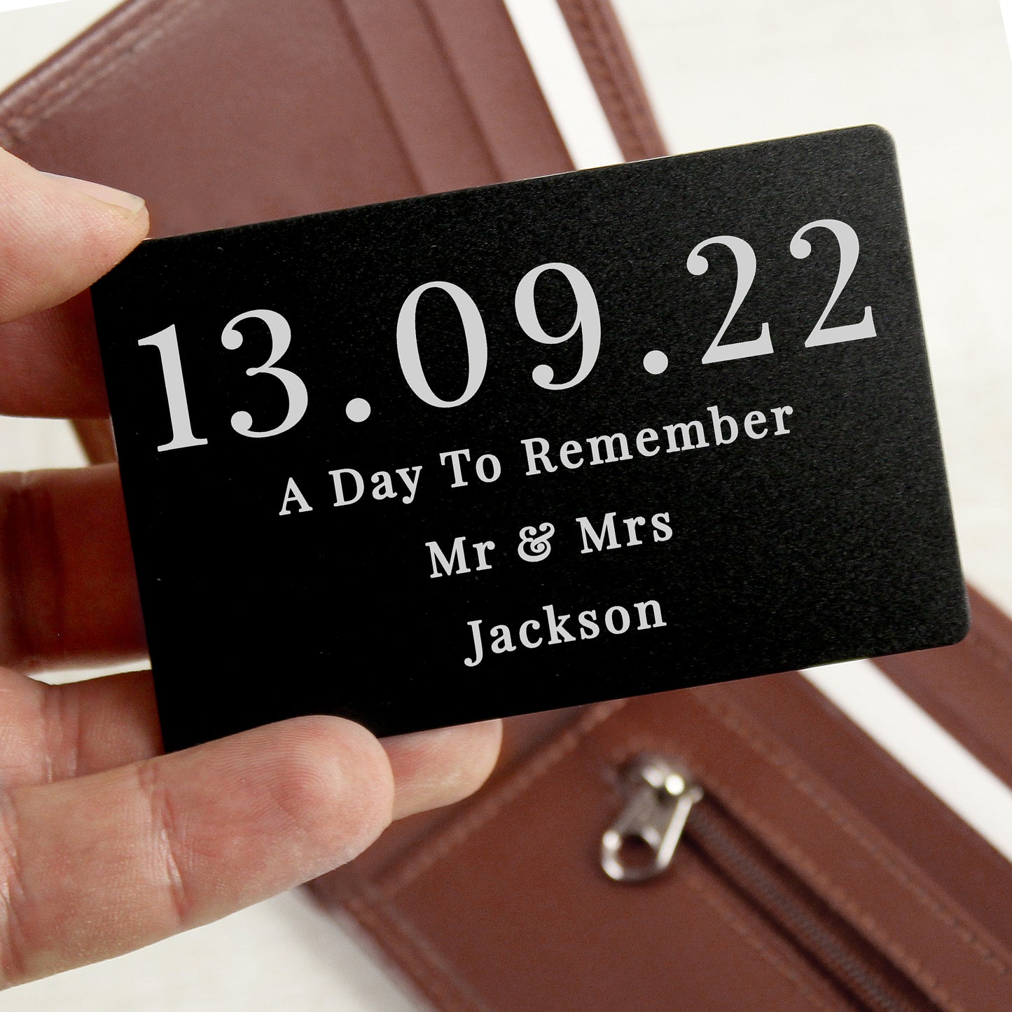 Personalised Special Date Black Wallet Card