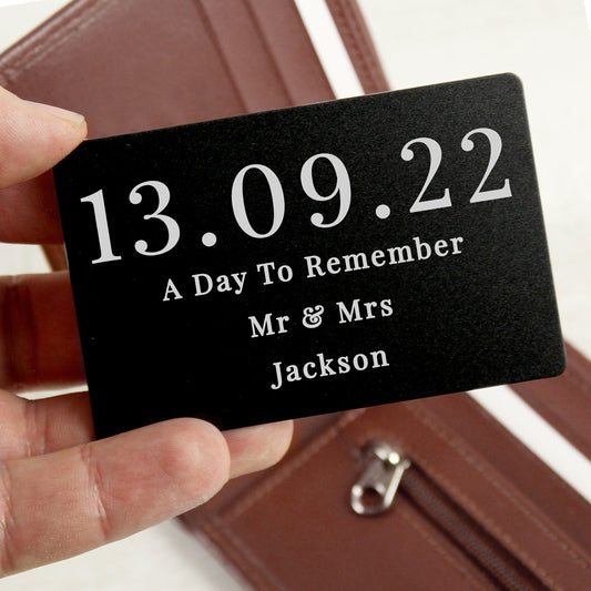 Personalised Special Date Black Wallet Card - MK&JD Gifts