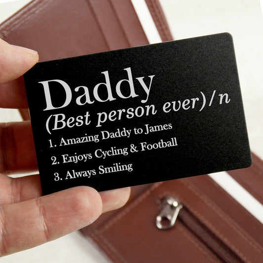 Personalised Definition Black Wallet Card - MK&JD Gifts
