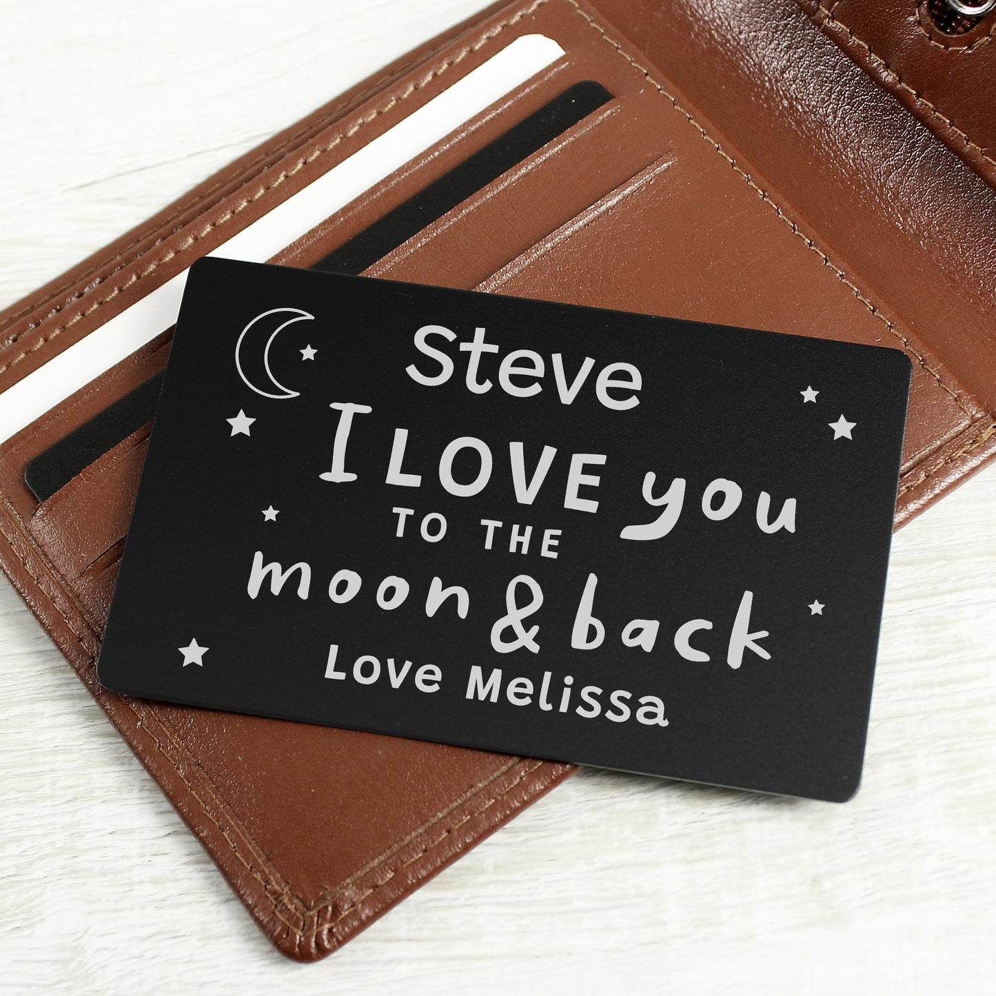 Personalised To The Moon & Back Black Wallet Card - MK&JD Gifts