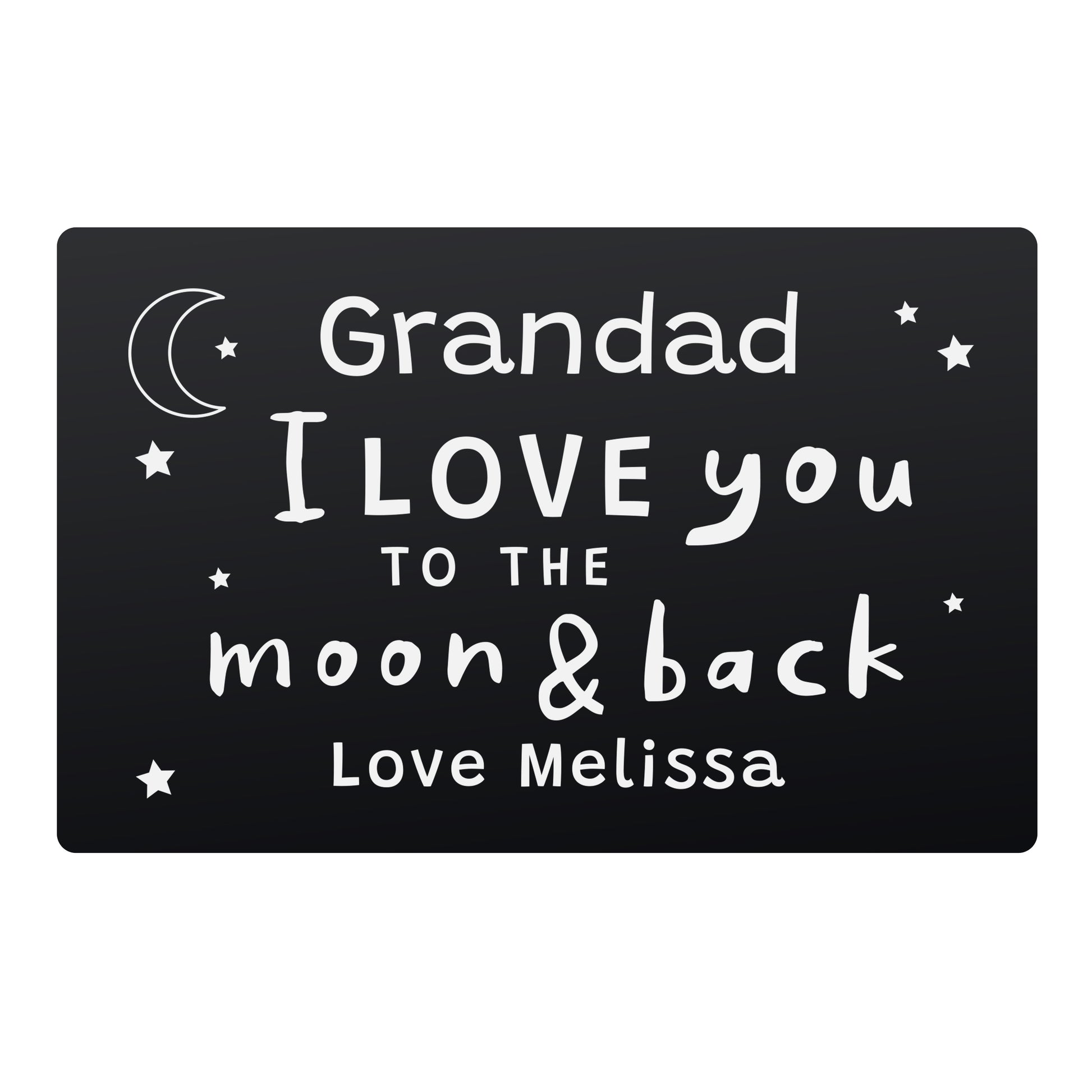 Personalised To The Moon & Back Black Wallet Card - MK&JD Gifts