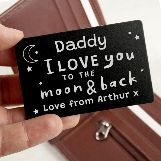 Personalised To The Moon & Back Black Wallet Card - MK&JD Gifts