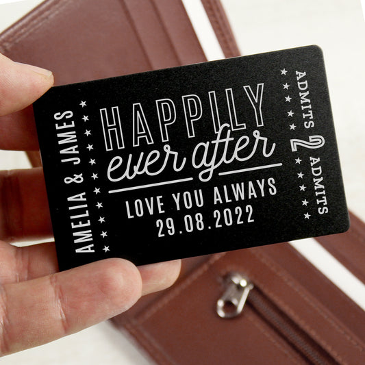 Personalised Happily Ever After Black Wallet Card - MK&JD Gifts