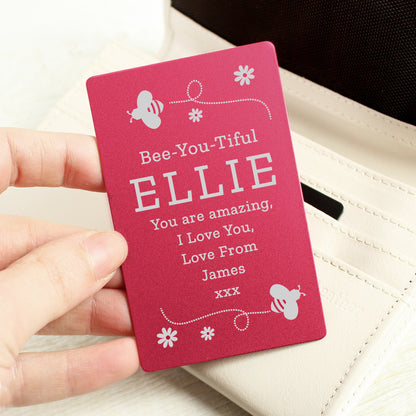Personalised Bee Cerise Wallet Card - MK&JD Gifts