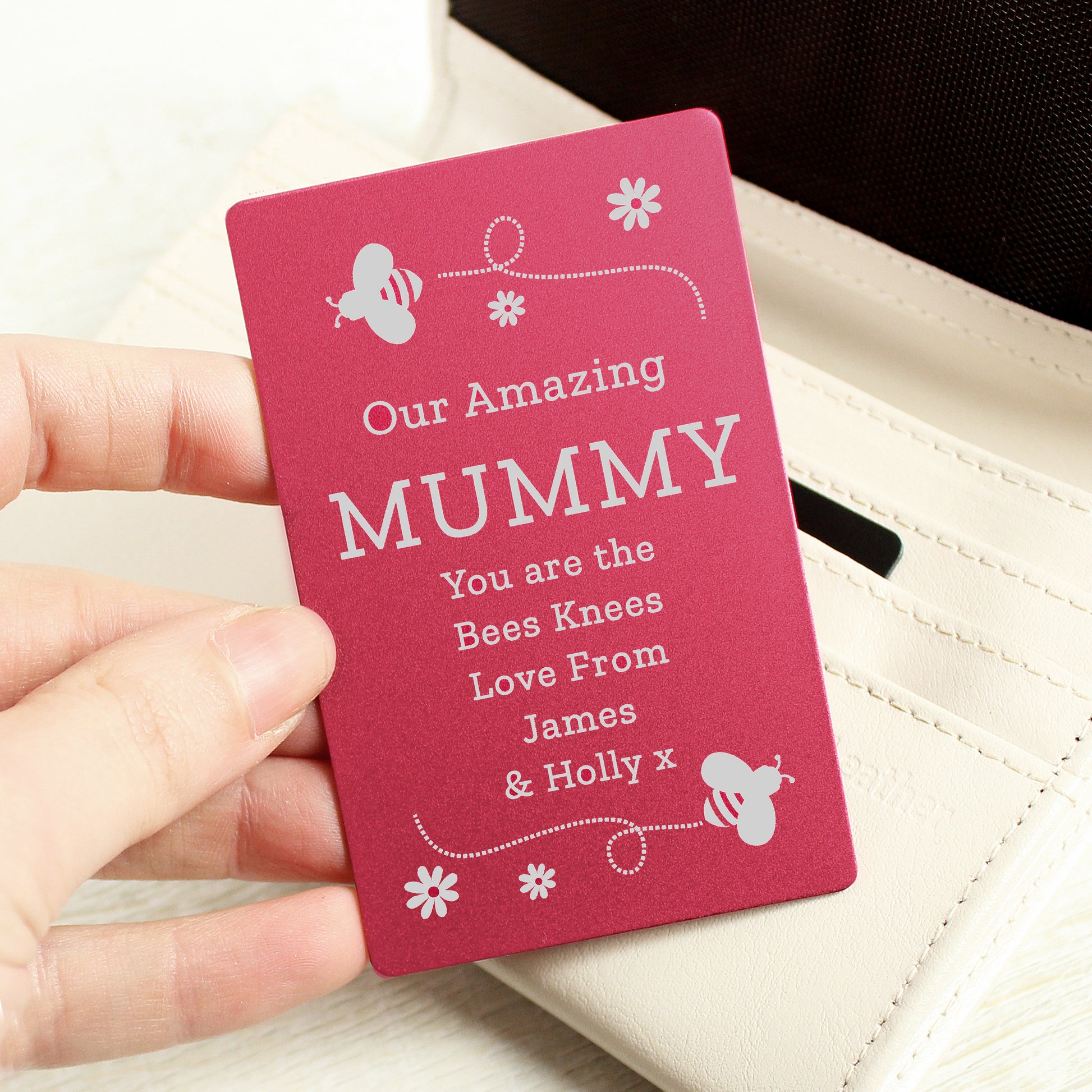 Personalised Bee Cerise Wallet Card - MK&JD Gifts