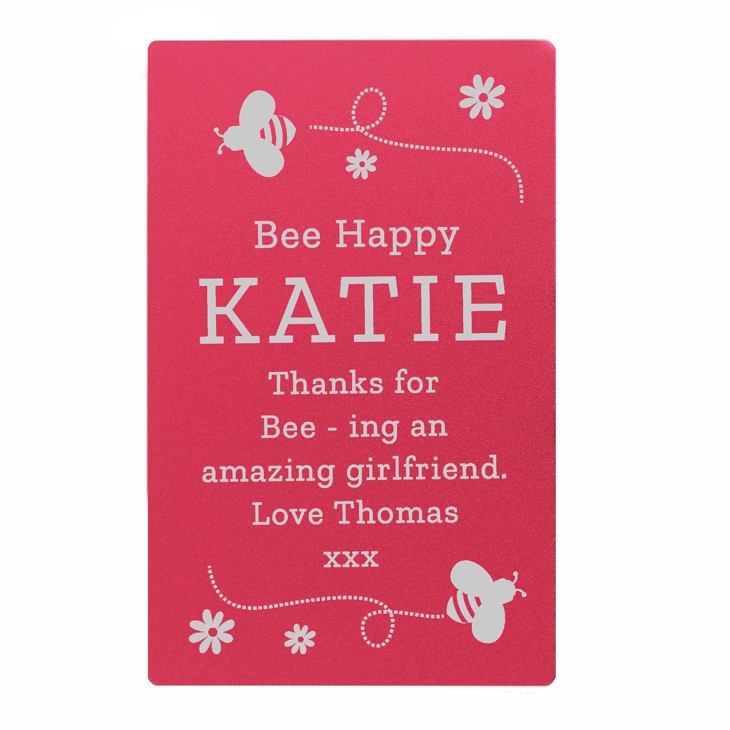 Personalised Bee Cerise Wallet Card - MK&JD Gifts