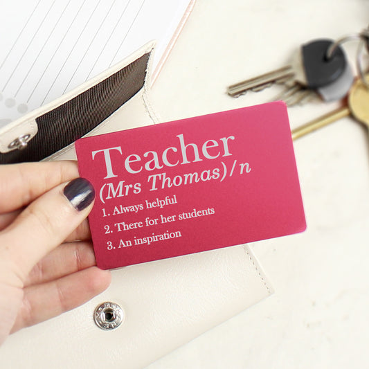 Personalised Definition Cerise Wallet Card - MK&JD Gifts