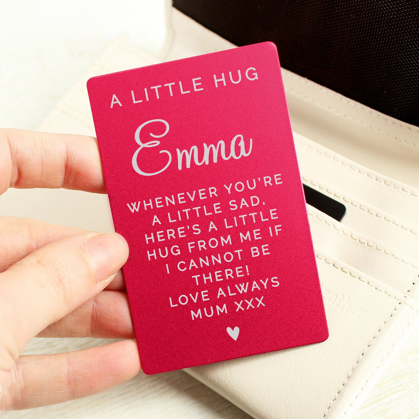 Personalised Free Text Cerise Wallet Card - MK&JD Gifts