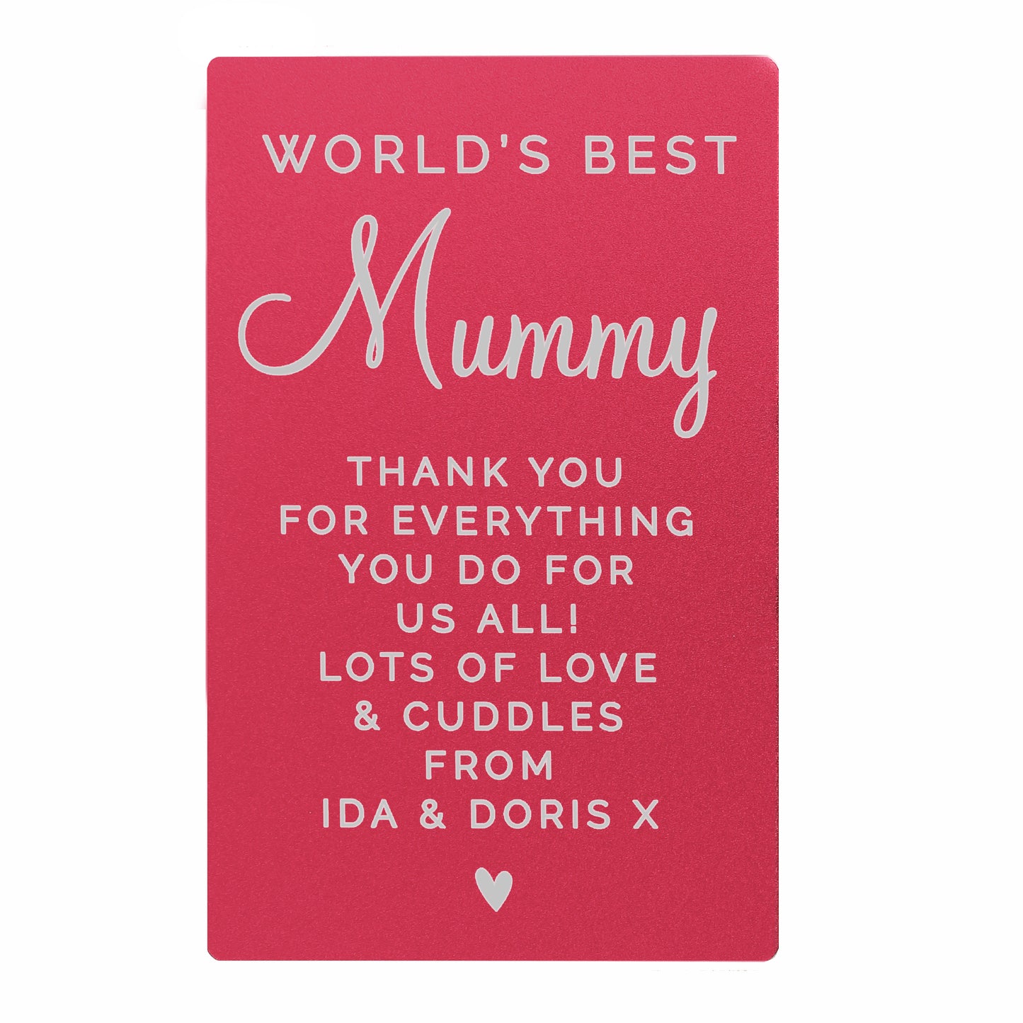Personalised Free Text Cerise Wallet Card - MK&JD Gifts