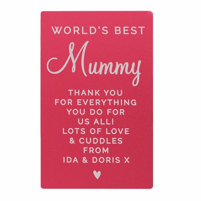 Personalised Free Text Cerise Wallet Card - MK&JD Gifts