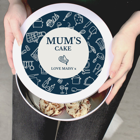 Personalised Navy Kitchen Design Cake Tin - MK&JD Gifts