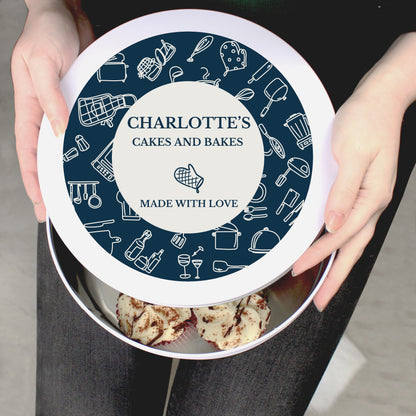 Personalised Navy Kitchen Design Cake Tin - MK&JD Gifts