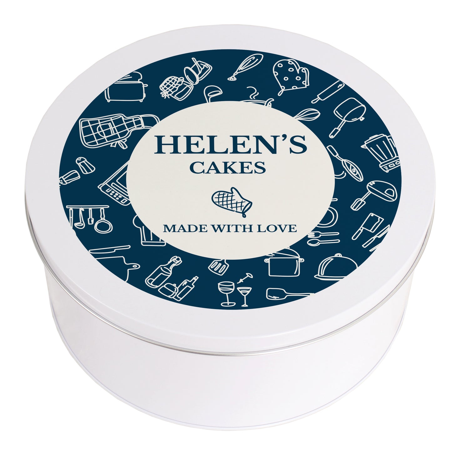 Personalised Navy Kitchen Design Cake Tin - MK&JD Gifts