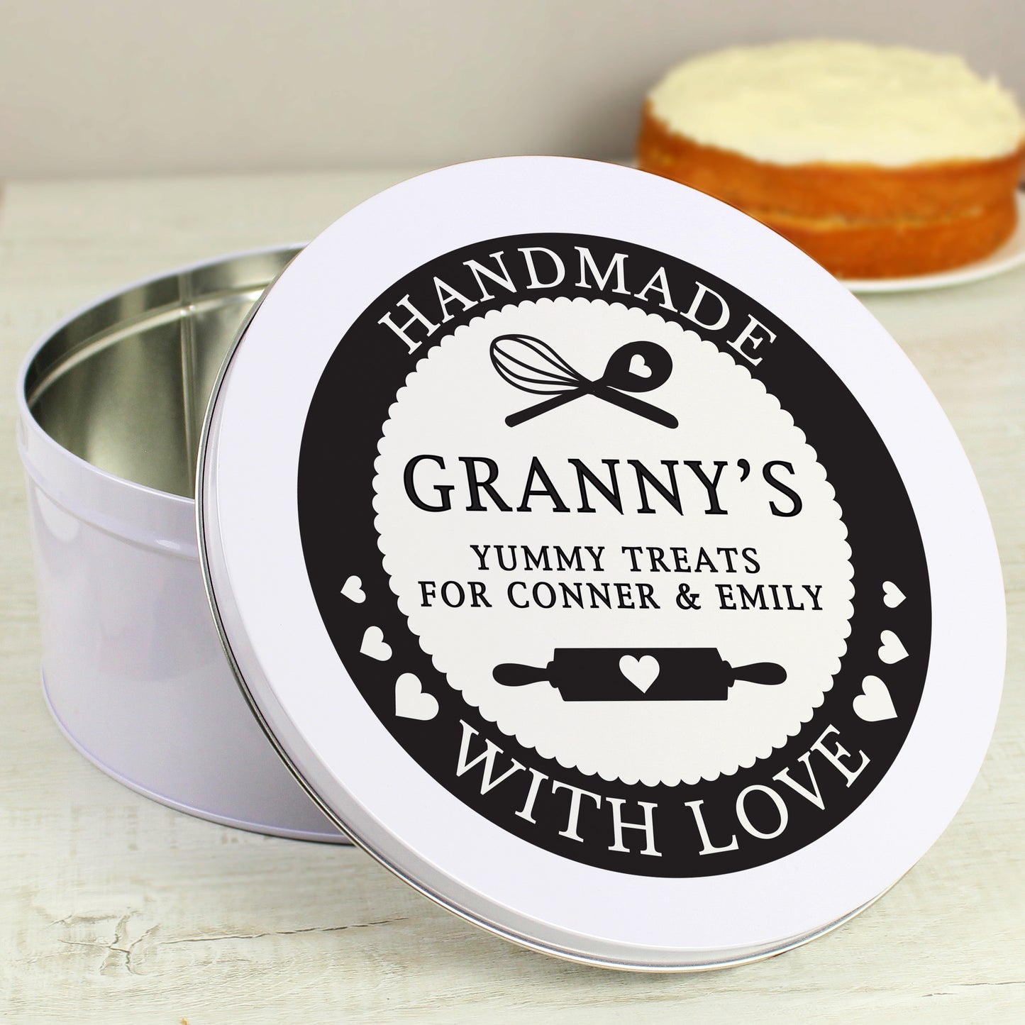 Personalised Handmade With Love Cake Tin - MK&JD Gifts