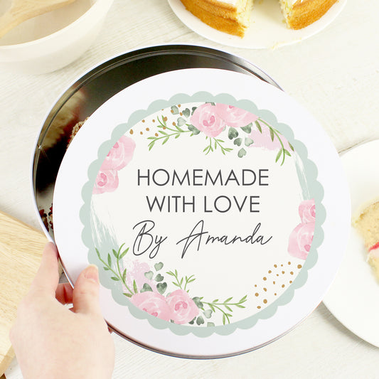 Personalised Abstract Rose Cake Tin - MK&JD Gifts