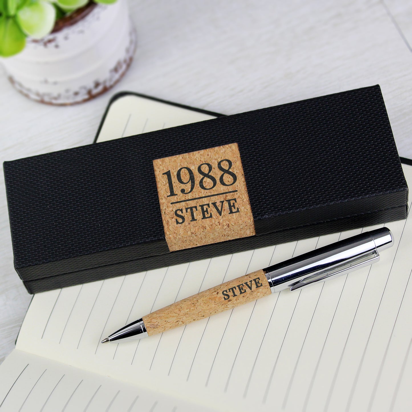 Personalised Large Date & Name Cork Pen Set - MK&JD Gifts