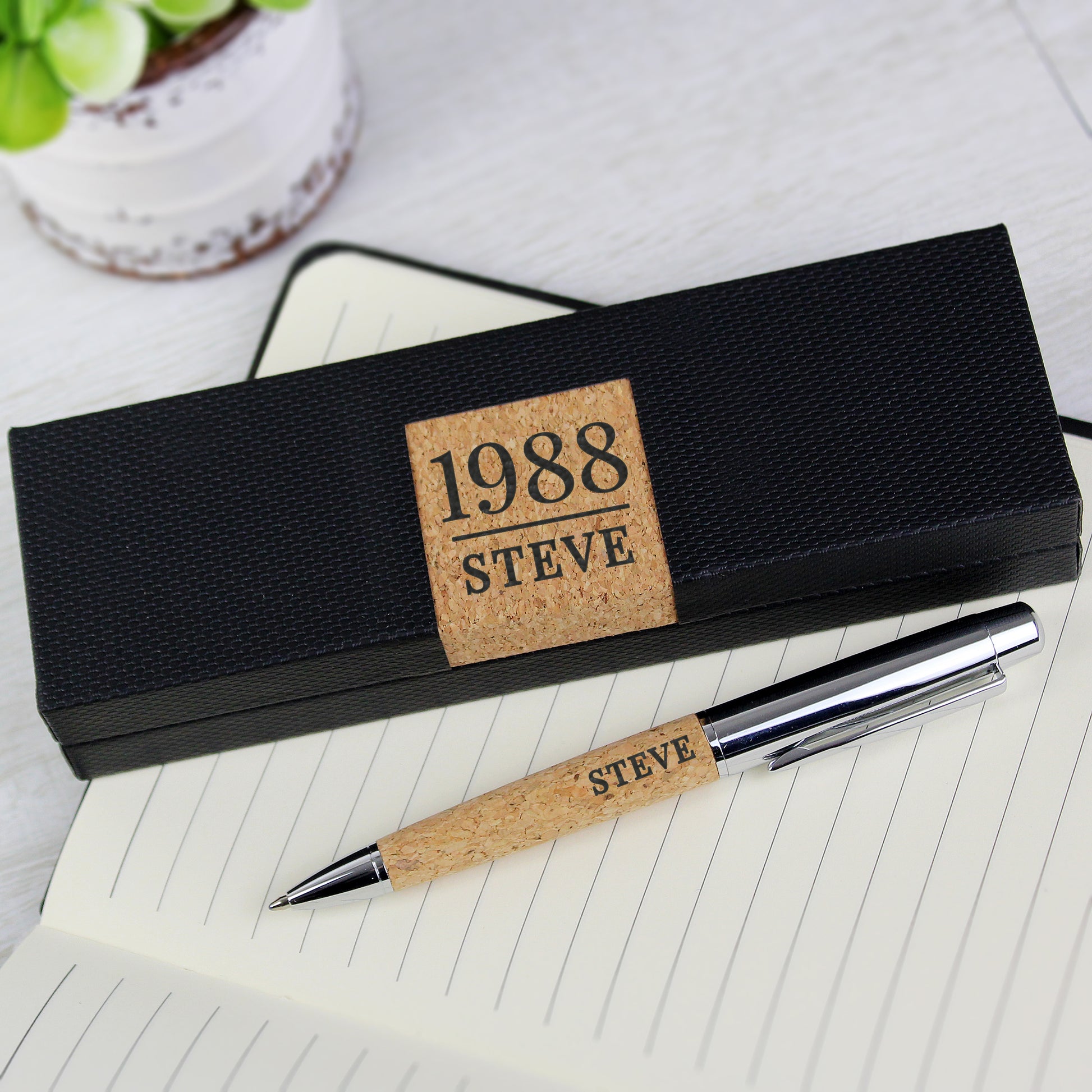 Personalised Large Date & Name Cork Pen Set - MK&JD Gifts