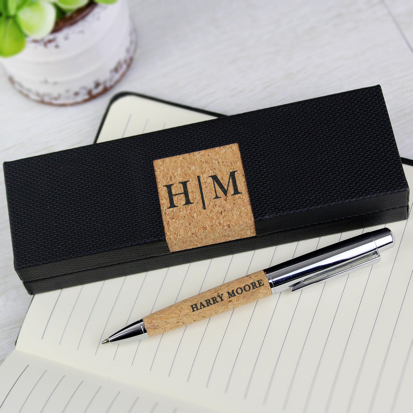 Personalised Initial & Name Cork Pen Set - MK&JD Gifts