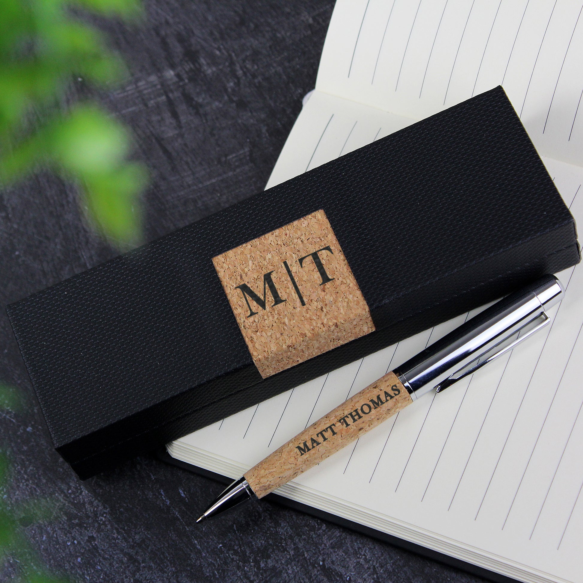 Personalised Initial & Name Cork Pen Set - MK&JD Gifts