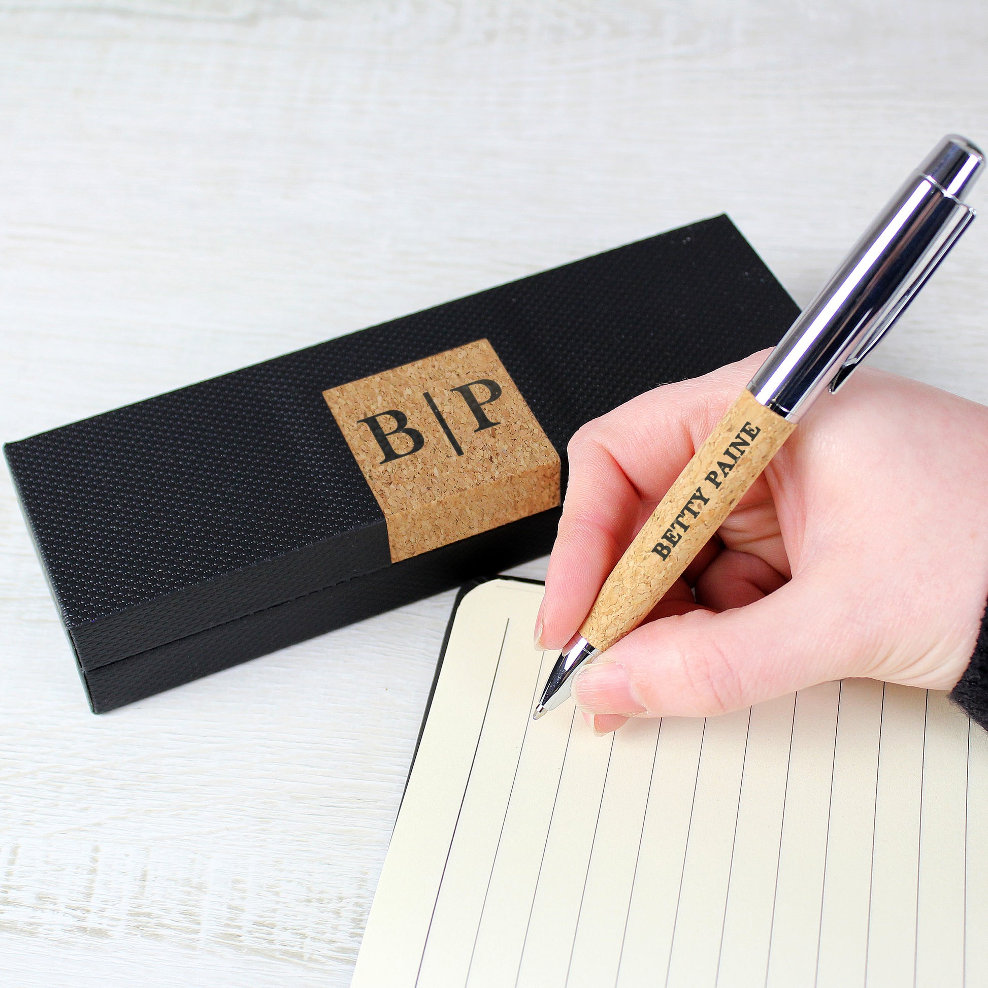 Personalised Initial & Name Cork Pen Set - MK&JD Gifts