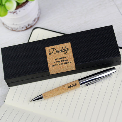 Personalised Free Text Cork Pen Set - MK&JD Gifts
