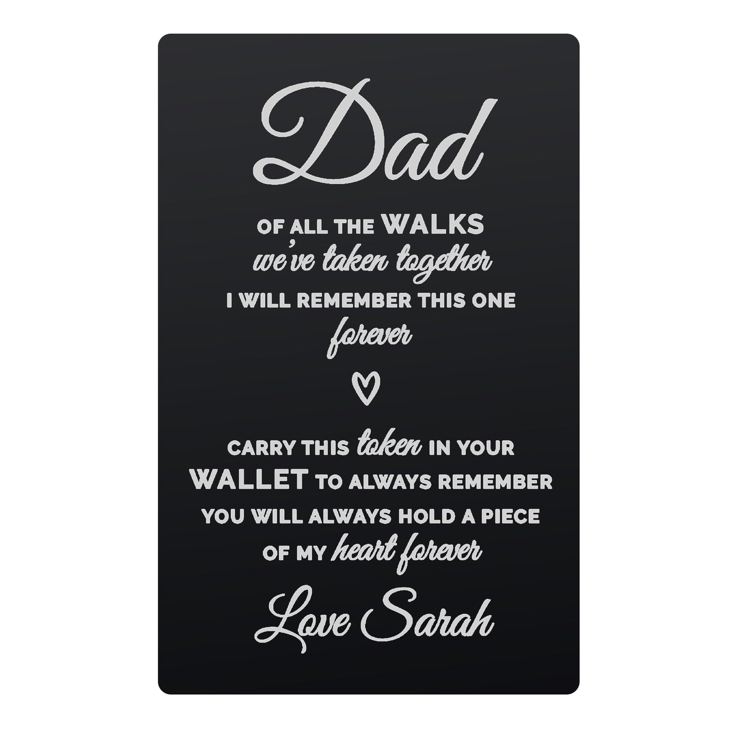 Personalised Of All The Walks Black Wallet Card - MK&JD Gifts