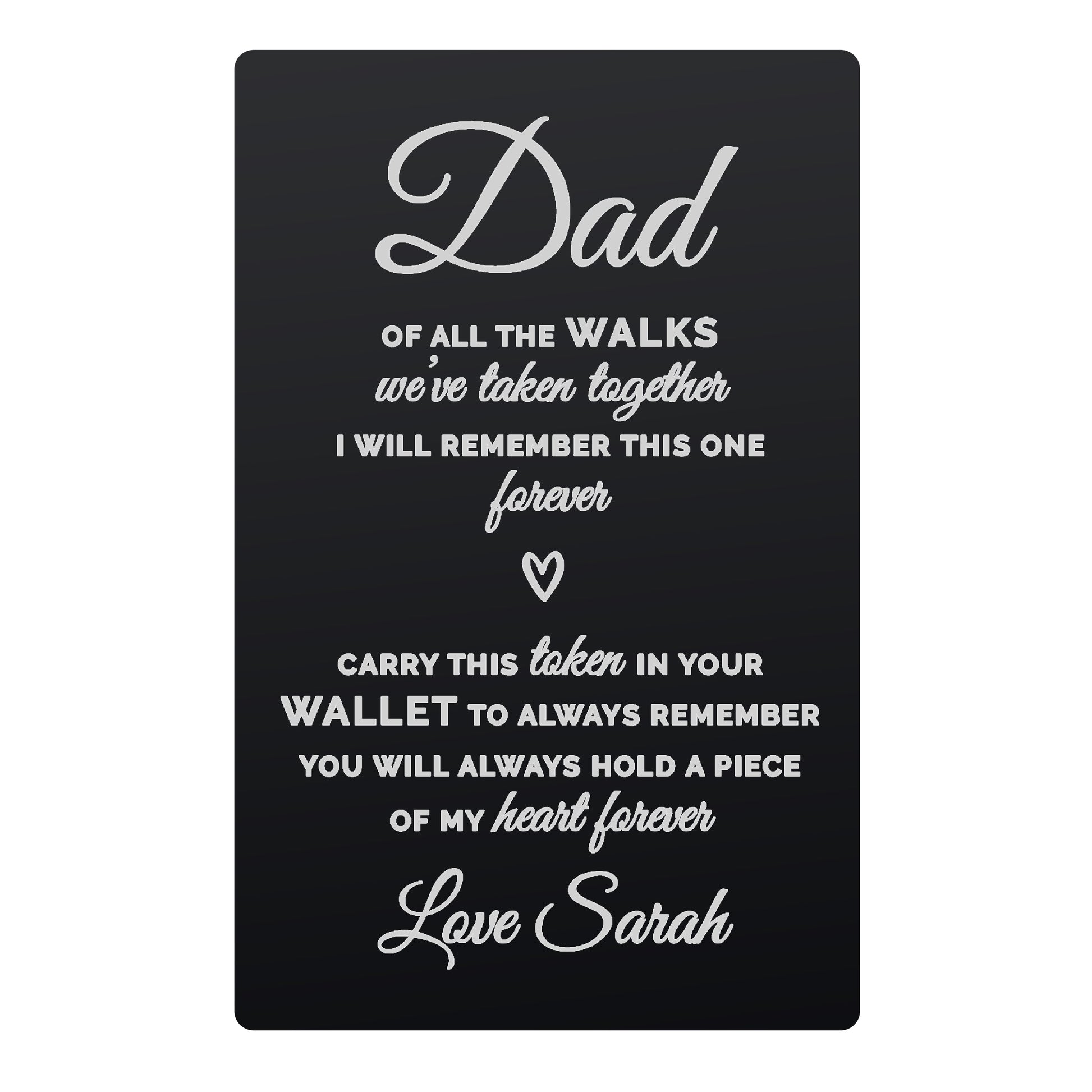 Personalised Of All The Walks Black Wallet Card - MK&JD Gifts