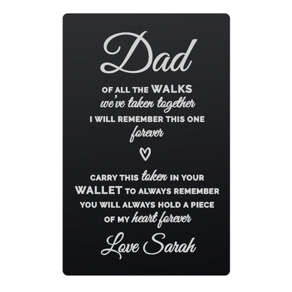 Personalised Of All The Walks Black Wallet Card - MK&JD Gifts