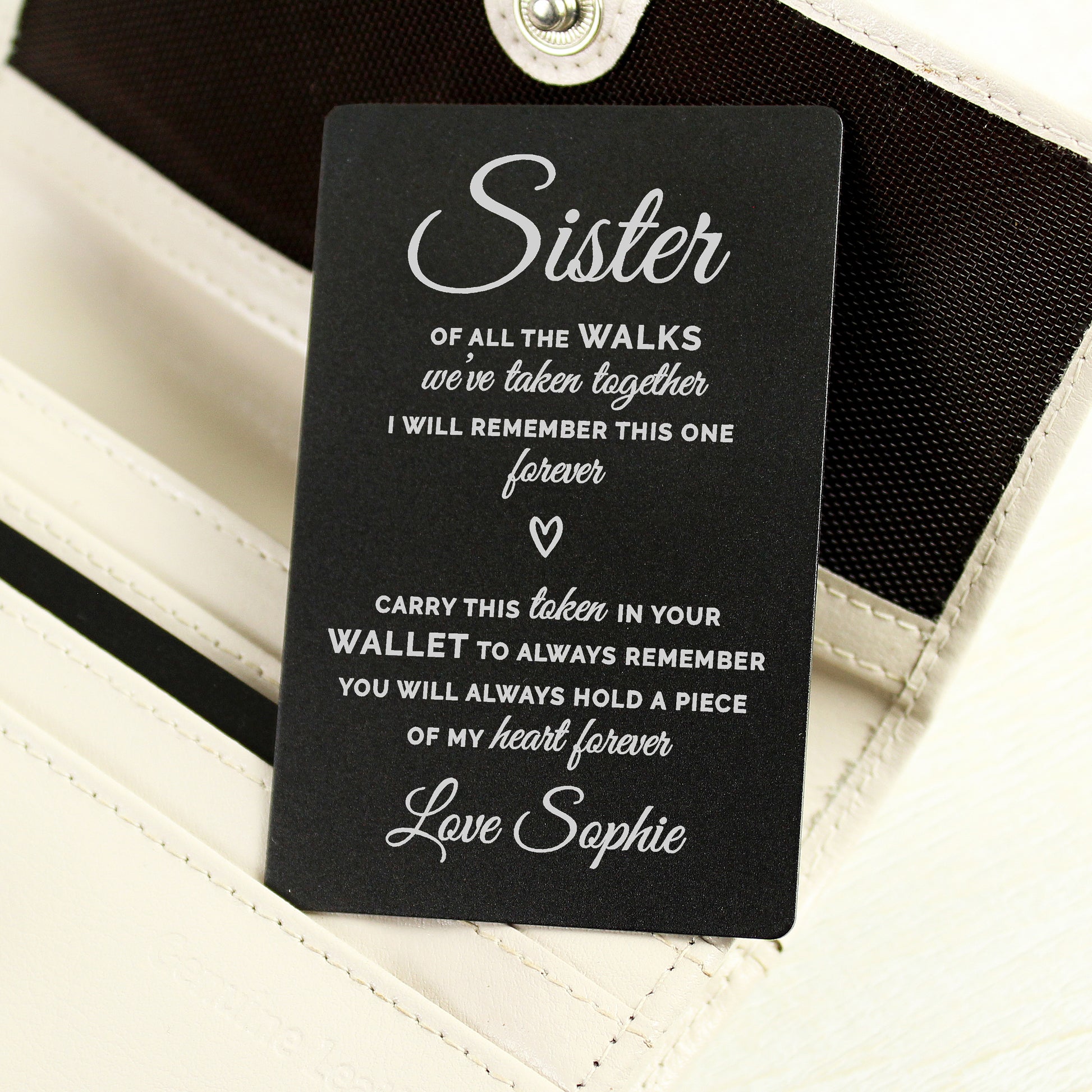 Personalised Of All The Walks Black Wallet Card - MK&JD Gifts