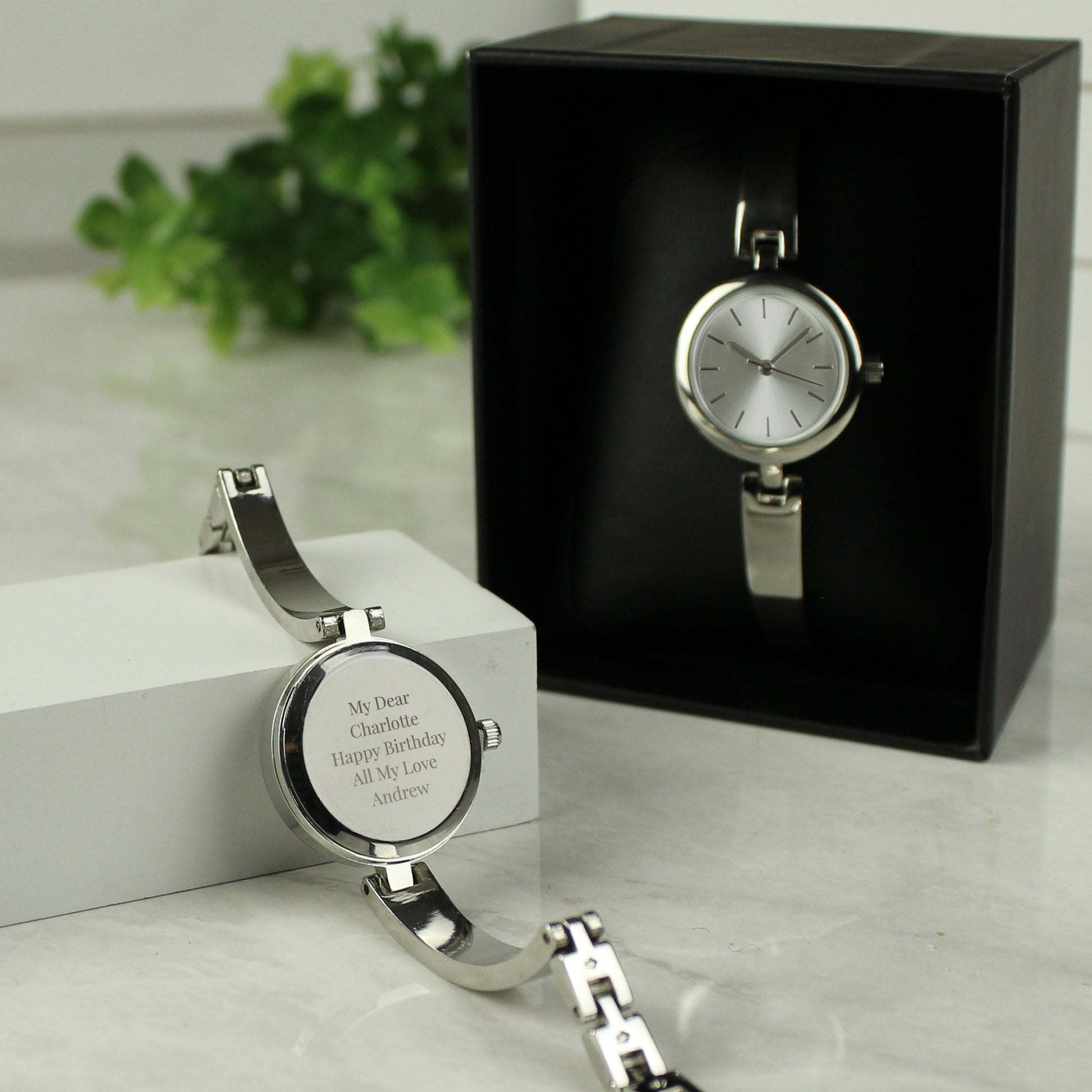 Personalised Silver Ladies Watch With Silver Slider Clasp - MK&JD Gifts