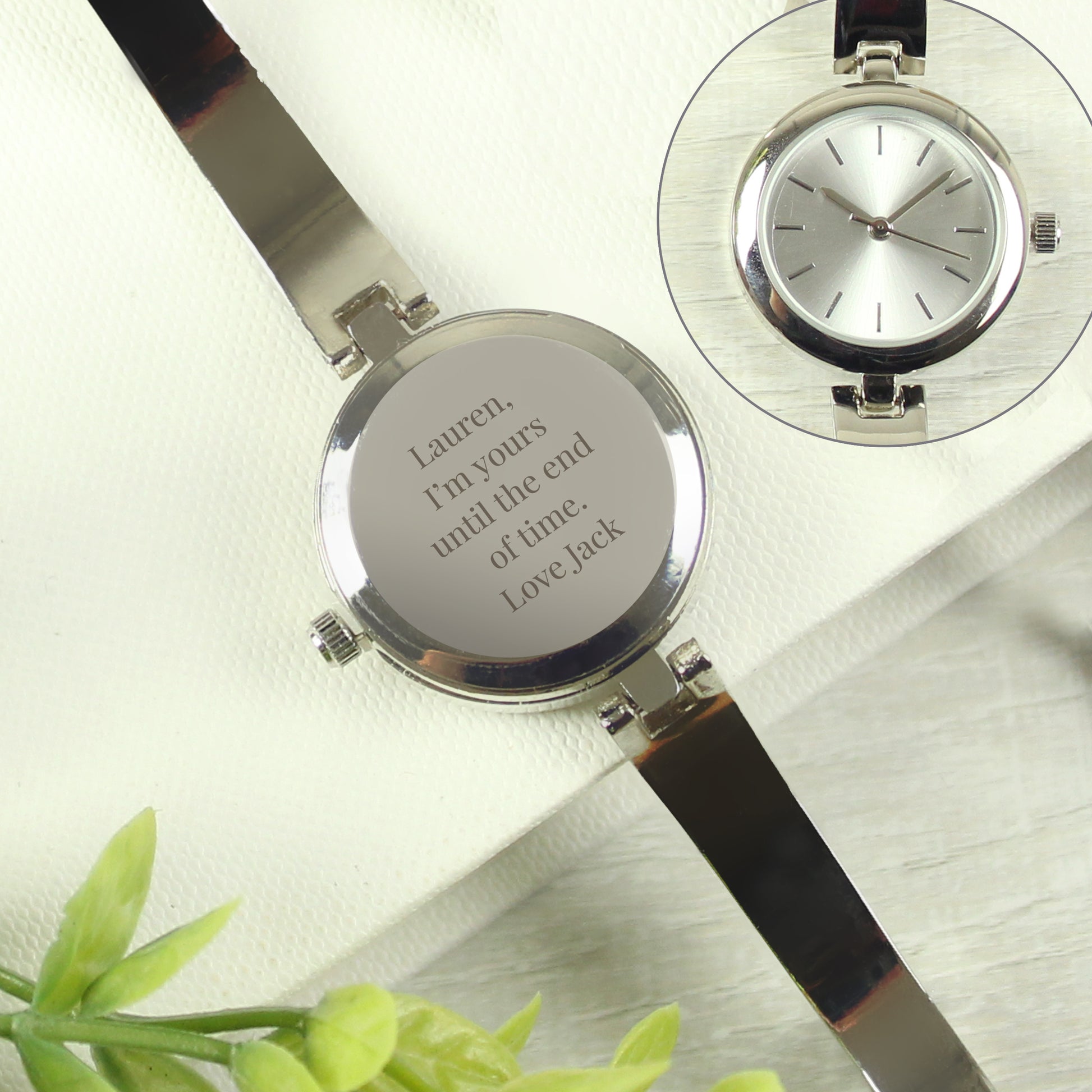 Personalised Silver Ladies Watch With Silver Slider Clasp - MK&JD Gifts