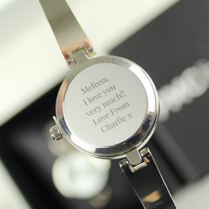 Personalised Silver Ladies Watch With Silver Slider Clasp - MK&JD Gifts