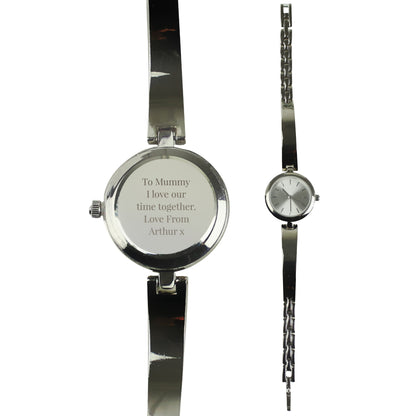 Personalised Silver Ladies Watch With Silver Slider Clasp - MK&JD Gifts