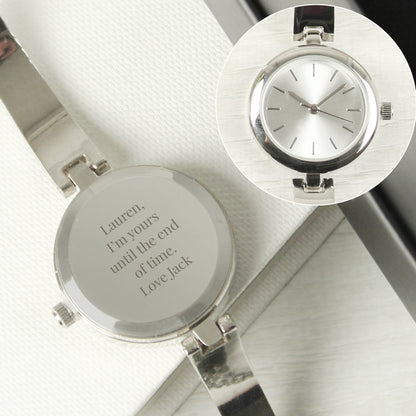 Personalised Silver Ladies Watch With Silver Slider Clasp - MK&JD Gifts