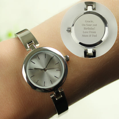 Personalised Silver Ladies Watch With Silver Slider Clasp - MK&JD Gifts