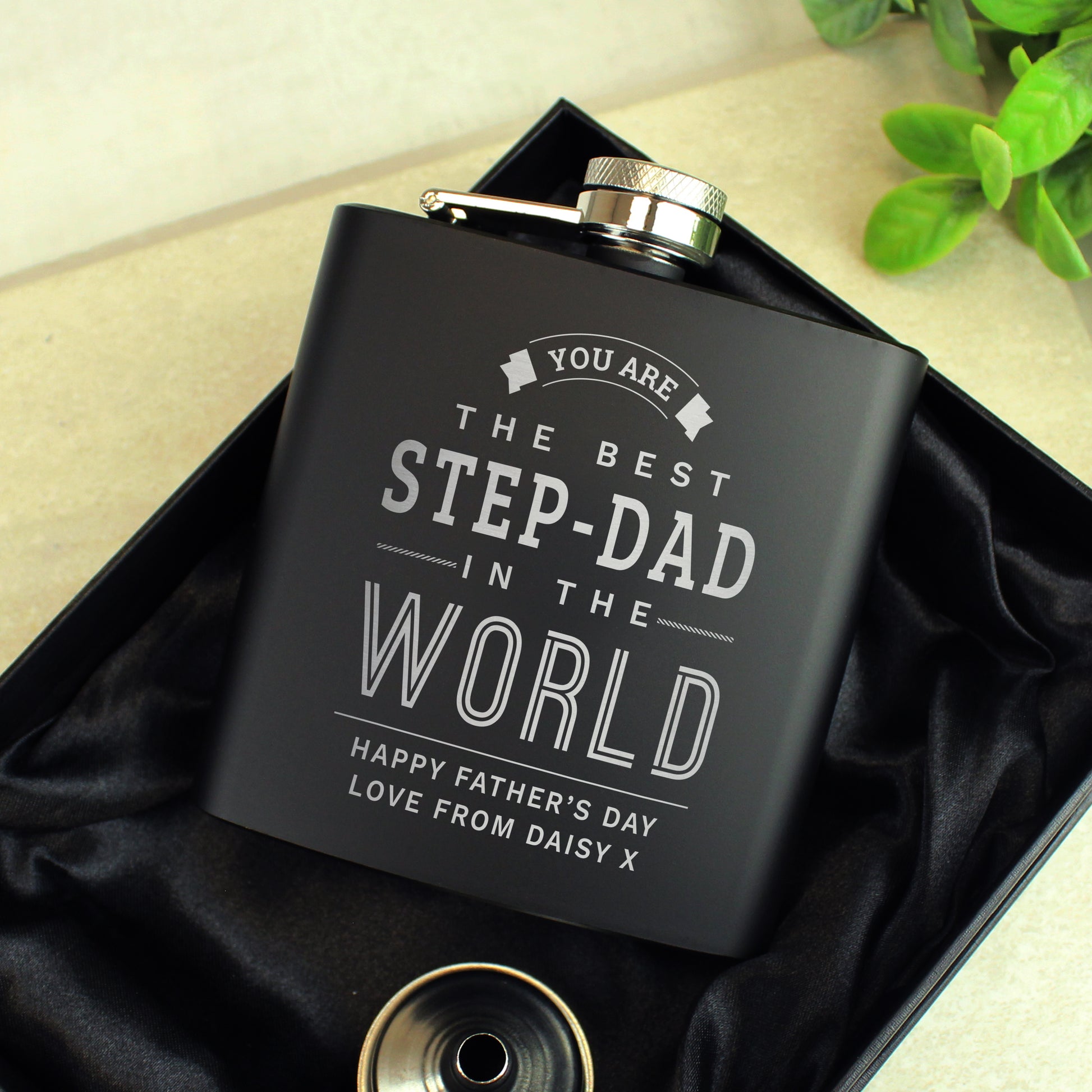Personalised Best in The World Black Hip Flask - MK&JD Gifts