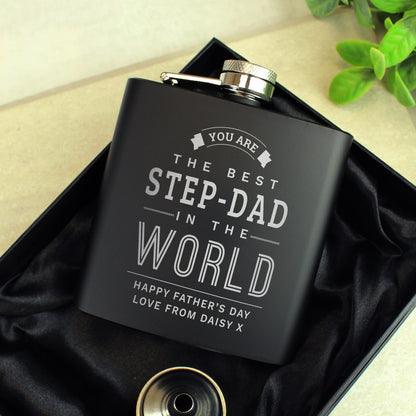 Personalised Best in The World Black Hip Flask - MK&JD Gifts