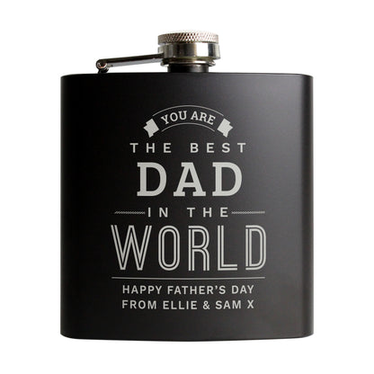 Personalised Best in The World Black Hip Flask - MK&JD Gifts
