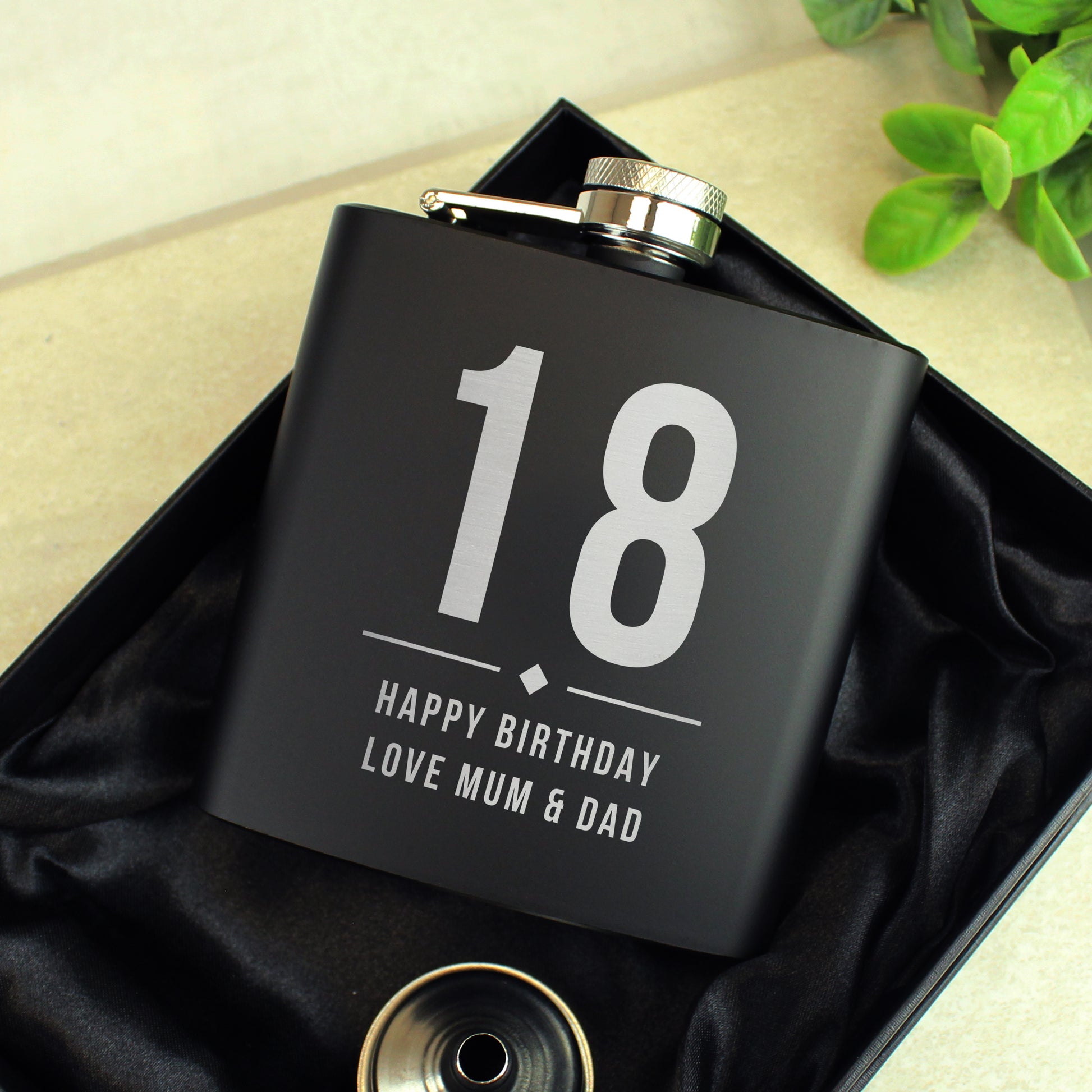 Personalised Big Numbers Black Hip Flask - MK&JD Gifts